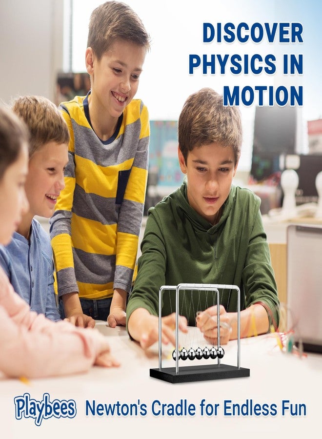 Playbees 7 Beads Newton’s Cradle Balance Balls Desk Toy - Black Wooden Base Office Decoration, Fun Science Physics Toy for Home, Bedroom, or Living Room, Great Gift for Christmas - Image 2